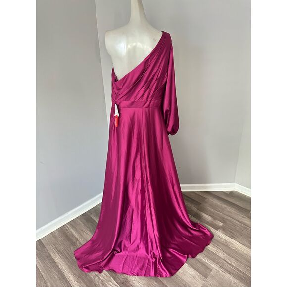 MAC DUGGAL HIGH LOW ONE SHOULDER FLOWY GOWN - Picture 9 of 10